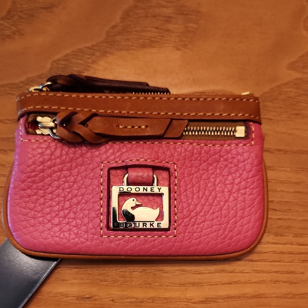 Dooney & Bourke Pink and Brown Leather Coin Pouch